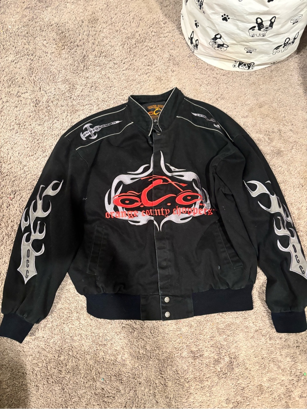 Orange County Choppers Vintage Black Flame Logo Jacket